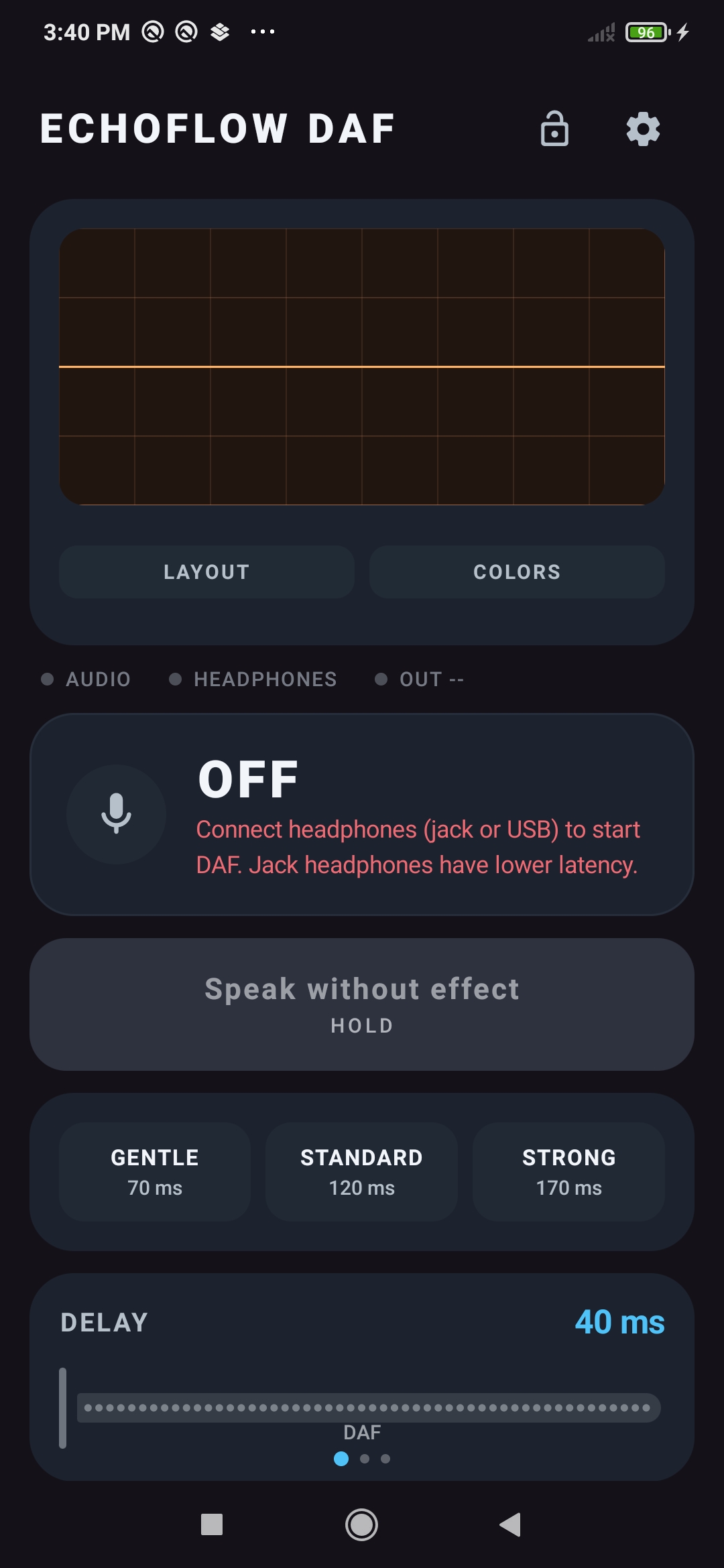 DAF screen — off state