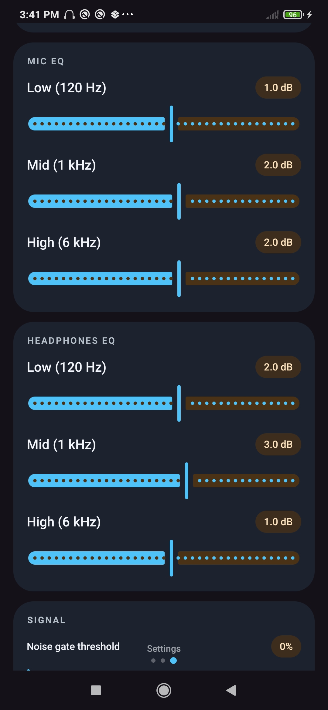Settings — Headphones EQ